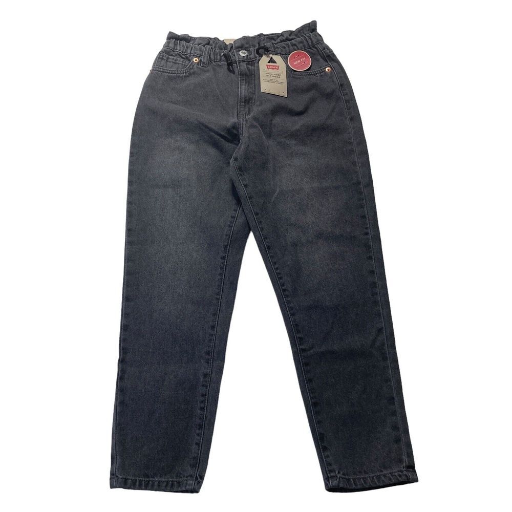 New Levi Strauss Size 10 R High‎ Loose Paper bag Drawstring Dark Gray Kids
